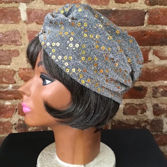 Handmade Sequined Hair Turban Hair Cover - Protective Styling & Costume - Picture 3 of 9